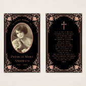 Zwart Roze Elegant Begrafenis Gebed Kaart (Voorkant /achterkant)