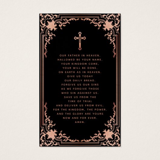 Zwart Roze Elegant Begrafenis Gebed Kaart (Achterkant)