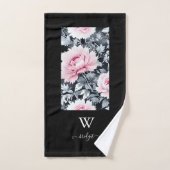 zwart & roze elegant Modern Floral Bad Handdoek (Handdoek)