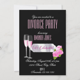 Zwart roze elegante champagne scheidingspartij kaart
