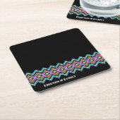 Zwart roze en blauw kartonnen onderzetters (Schuin)