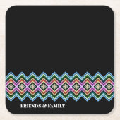 Zwart roze en blauw kartonnen onderzetters (Voorkant)