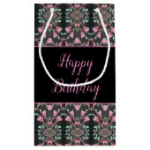 Zwart, roze en Blauwgroen gepatterde papiertas Klein Cadeauzakje (Achterkant)