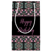Zwart, roze en Blauwgroen gepatterde papiertas Klein Cadeauzakje (Voorkant)