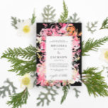 Zwart, Roze en Blush Waterverf Abstracte bloem Kaart<br><div class="desc">Fuchsia Roze en Blush Waterverf Abstract Bloemenrechthoek</div>