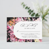 Zwart, Roze en Blush Waterverf Flower Arch RSVP (Staand voorkant)