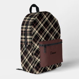 Zwart Roze en Crème Plaid Bedrukte Rugzak