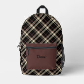 Zwart Roze en Crème Plaid Bedrukte Rugzak (Voorkant)