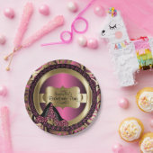 Zwart, Roze en Gold Metallic - Bachelorette Party Papieren Bordje (Feest)