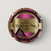 Zwart, Roze en Gold Metallic - Bachelorette Party  Ronde Button 5,7 Cm (Voorkant)