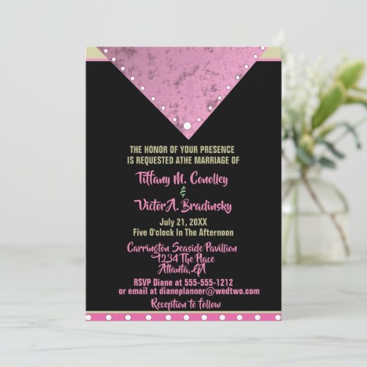 Zwart, roze en goudbruin kaart (Staand voorkant)