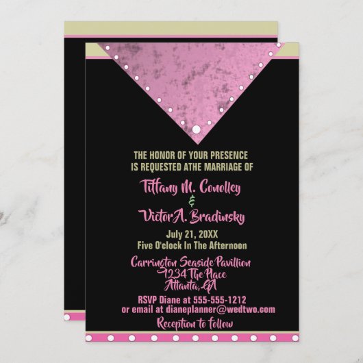 Zwart, roze en goudbruin kaart (Voorkant / Achterkant)