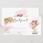 zwart roze en gouden cadeaukaart monogram (Voorkant / Achterkant)