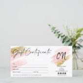 zwart roze en gouden cadeaukaart monogram (Staand voorkant)