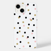 Zwart Roze en Gouden Confetti Stippen Case-Mate iPhone Case (Achterkant)