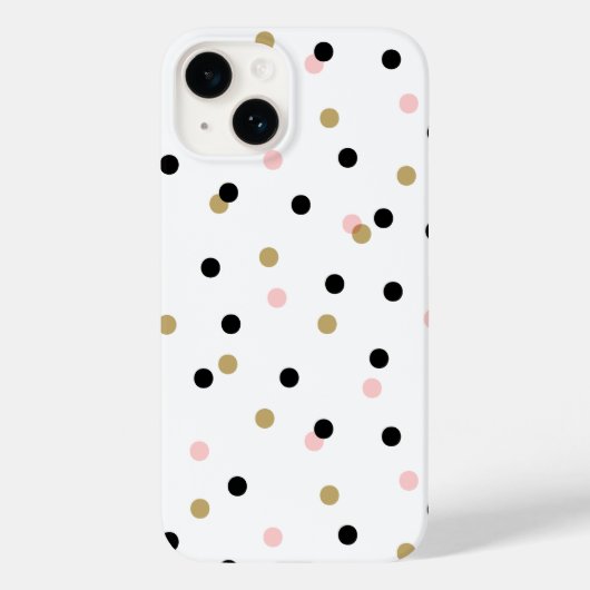 Zwart Roze en Gouden Confetti Stippen Case-Mate iPhone Case (Achterkant)