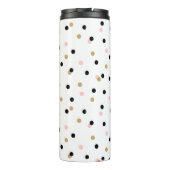 Zwart Roze en Gouden Confetti Stippen Monogram Thermosbeker (Achterkant)