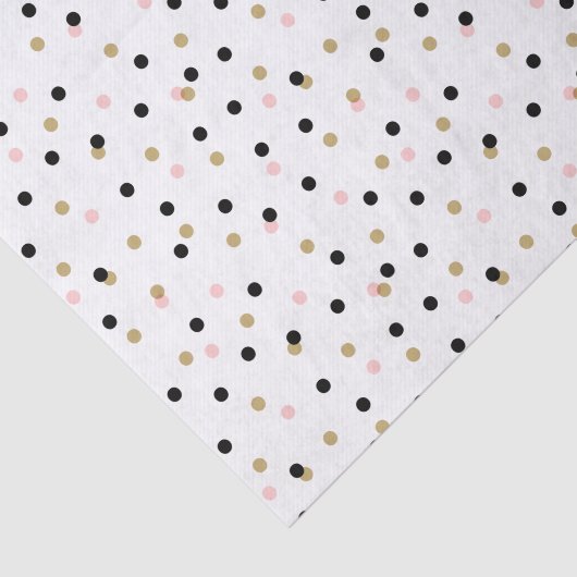 Zwart Roze en Gouden Confetti Stippen Tissuepapier (Detail)