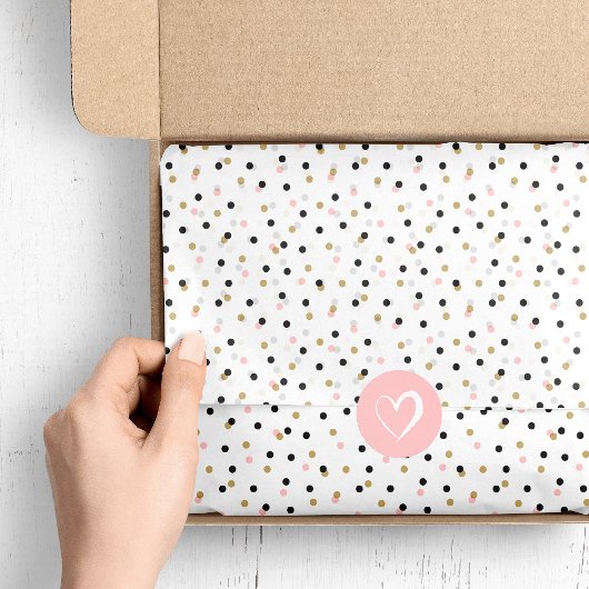 Zwart Roze en Gouden Confetti Stippen Tissuepapier