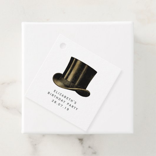 Zwart, roze en gouden Steampunk Bedankjes Labels (In situ)