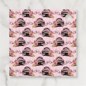 Zwart, roze en gouden Steampunk Bedankjes Labels (Achterkant)