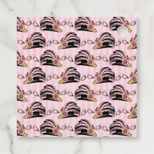 Zwart, roze en gouden Steampunk Bedankjes Labels (Achterkant)