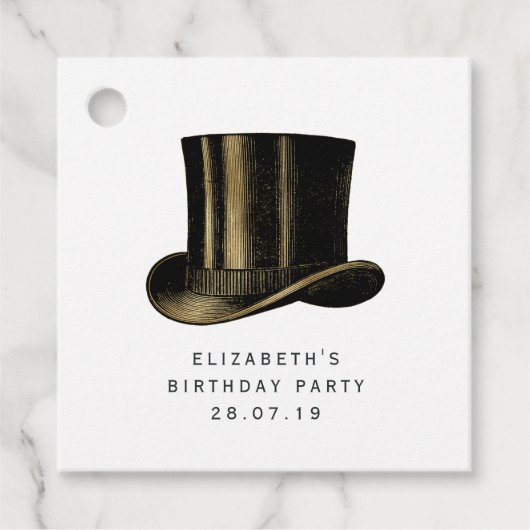 Zwart, roze en gouden Steampunk Bedankjes Labels (Voorkant)