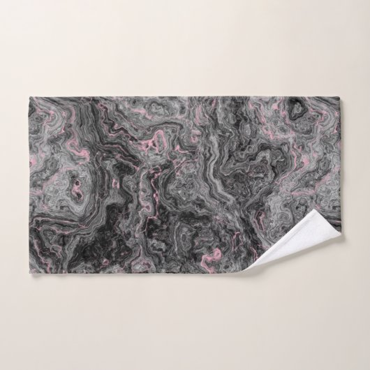 Zwart, Roze en Grijs abstract Marmer Bad Handdoek (Handdoek)