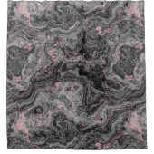 Zwart, Roze en Grijs abstract Marmer Douchegordijn (Voorkant)