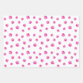 Zwart Roze en Paarse Paw Prints Patroon Inpakpapier Vel (Voorkant 2)