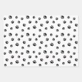 Zwart Roze en Paarse Paw Prints Patroon Inpakpapier Vel (Voorkant)