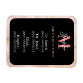 Zwart roze en witte belangrijke getallen, gemonogd magneet (Horizontaal)