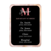 Zwart roze en witte belangrijke getallen, gemonogd magneet (Verticaal)