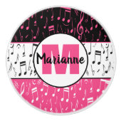 Zwart roze en witte muzieknoten keramische knop (Voorkant)