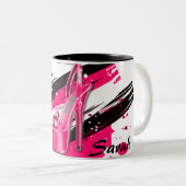 Zwart, roze en witte, warme hoogten tweekleurige koffiemok (Voorkant rechts)