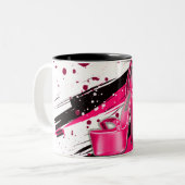 Zwart, roze en witte, warme hoogten tweekleurige koffiemok (Voorkant links)