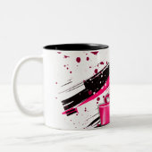 Zwart, roze en witte, warme hoogten tweekleurige koffiemok (Links)