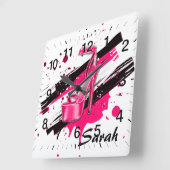 Zwart, roze en witte, warme hoogten vierkante klok (Hoek)