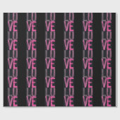 Zwart & Roze Esthetische "Love" Typografie Gift Cadeaupapier (Vlak)