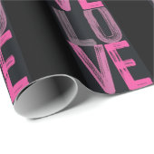 Zwart & Roze Esthetische "Love" Typografie Gift Cadeaupapier (Rol Hoek)