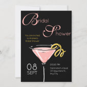 Zwart roze fancy cocktail bruids douche kaart (Voorkant)