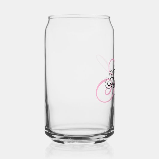 Zwart-roze Fancy monogram Blikvorm Glas (Rechts)