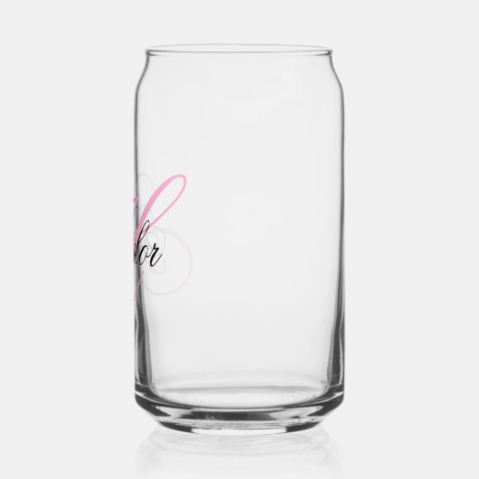 Zwart-roze Fancy monogram Blikvorm Glas (Links)