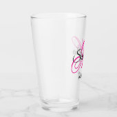 Zwart-roze Fancy Monogram Bridesmaid Glas (Rechts)