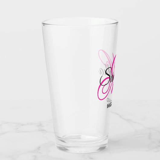 Zwart-roze Fancy Monogram Bridesmaid Glas (Rechts)