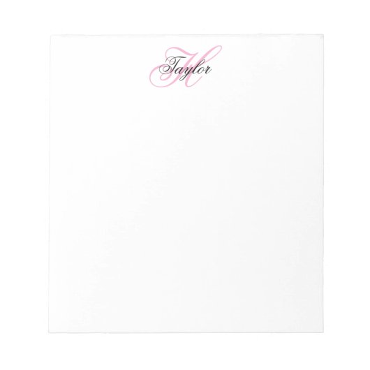 Zwart-roze Fancy monogram Notitieblok (Voorkant)