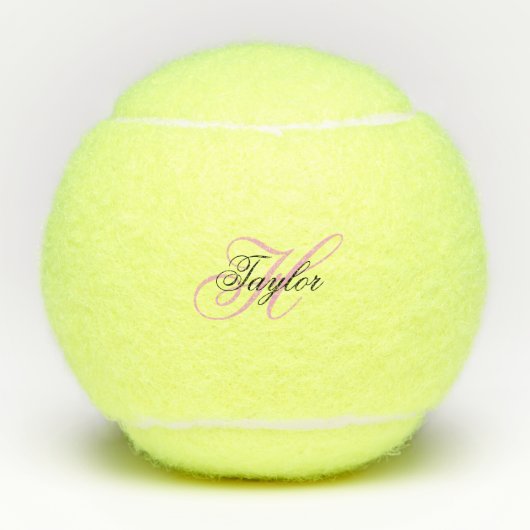 Zwart-roze Fancy monogram Tennisballen (Voorkant)