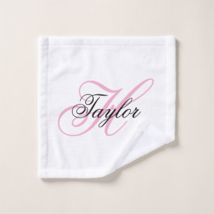Zwart-roze Fancy monogram Washandje