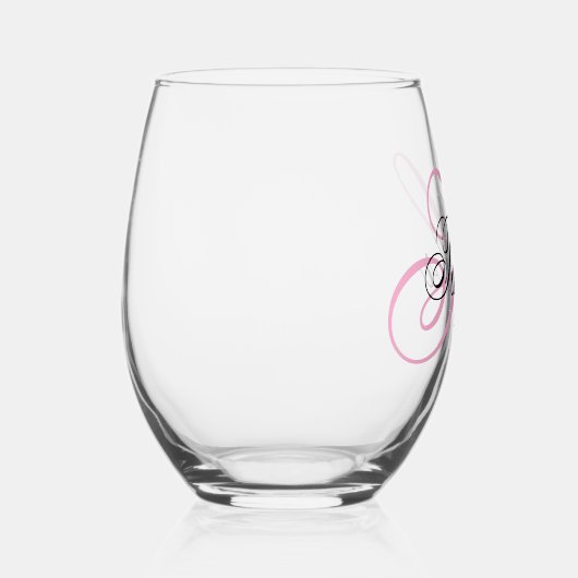Zwart-roze Fancy monogram Wijnglas Zonder Voet (Rechts)