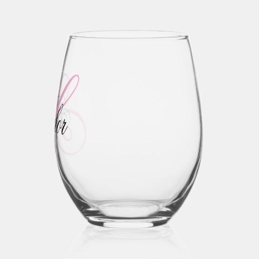 Zwart-roze Fancy monogram Wijnglas Zonder Voet (Links)
